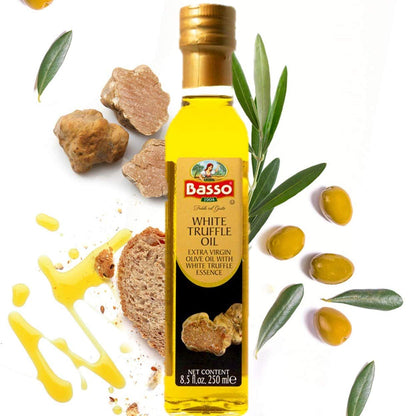 Basso 1904, White Truffle Infused Extra Virgin Olive Oil – 250 ml (8.5 oz)