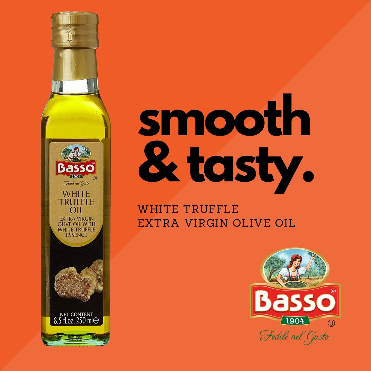 Basso 1904, White Truffle Infused Extra Virgin Olive Oil – 250 ml (8.5 oz)