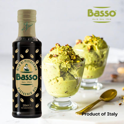Basso 1904 100% Pistachio Oil – Cold-Pressed Italian Pistachio Oil for Dressings, Baking, Drizzling & Dipping – Product of Italy – 250ml