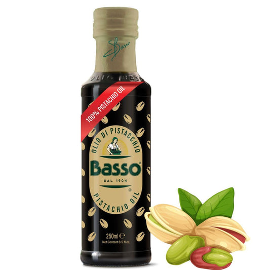 Basso 1904 100% Pistachio Oil – Cold-Pressed Italian Pistachio Oil for Dressings, Baking, Drizzling & Dipping – Product of Italy – 250ml