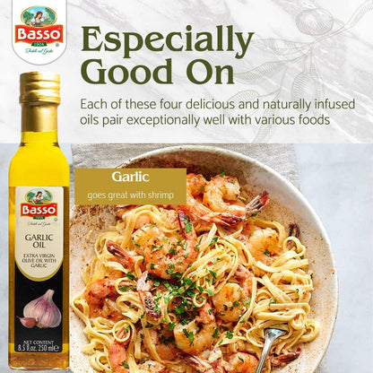 Basso 1904, Garlic Infused Extra Virgin Olive Oil – 8.5 fl oz (250 ml)