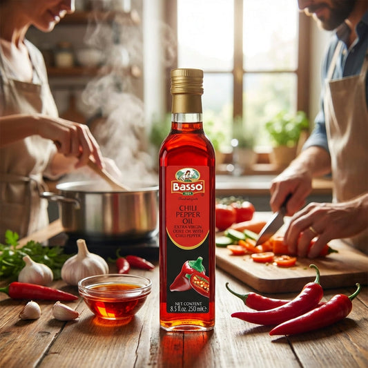 Basso 1904 Spicy Chili InfusedExtra Virgin Olive Oil – 8.5 fl oz (250 ml)