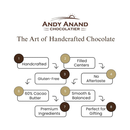 Andy Anand Assorted Belgian Chocolate Truffles Gift Box, 16 pc – Handmade Creamy Filled Gourmet Chocolates, Birthday & Holiday Gift Box