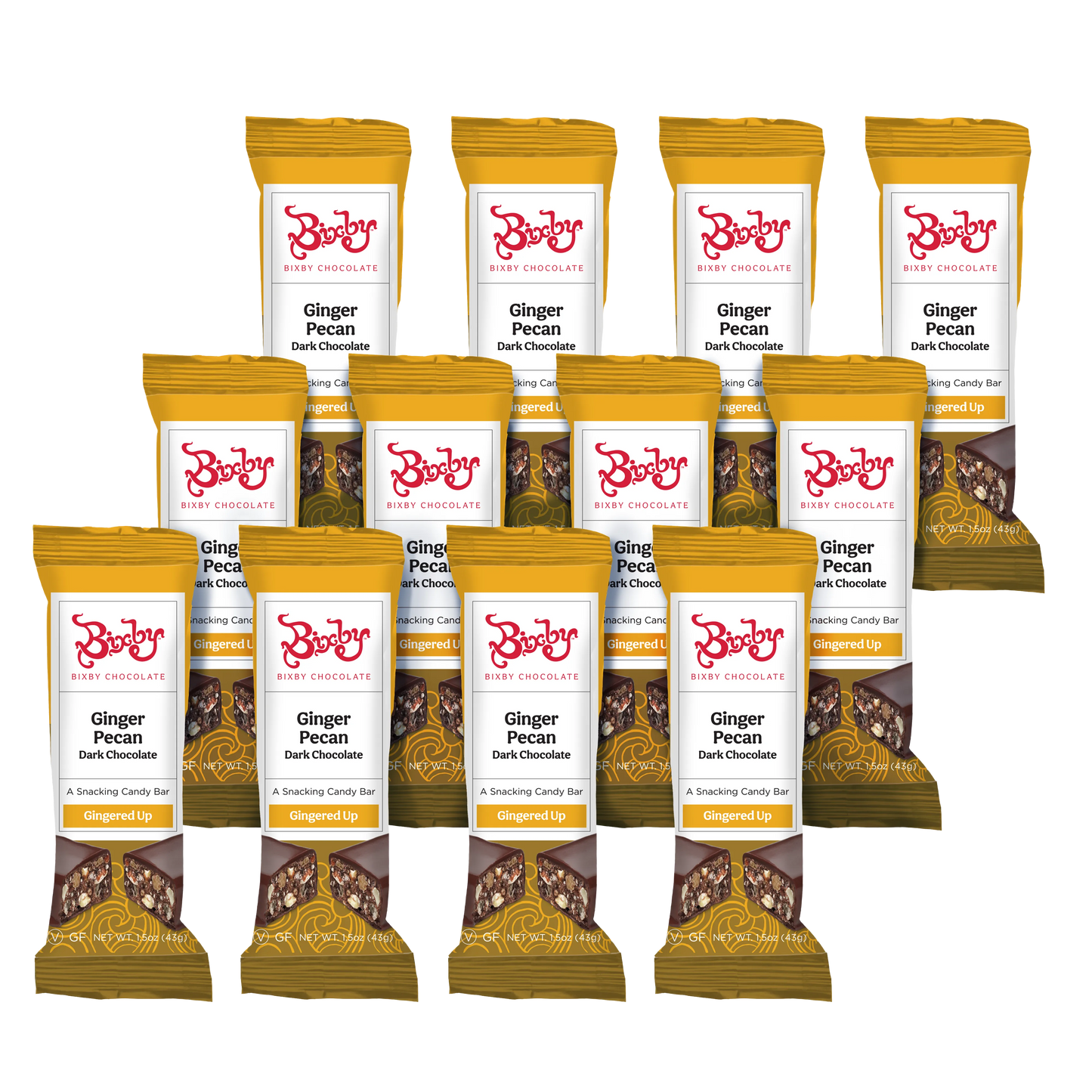 Gingered Up® - Dark Chocolate + Crystalized Ginger & Pecan (Vegan)