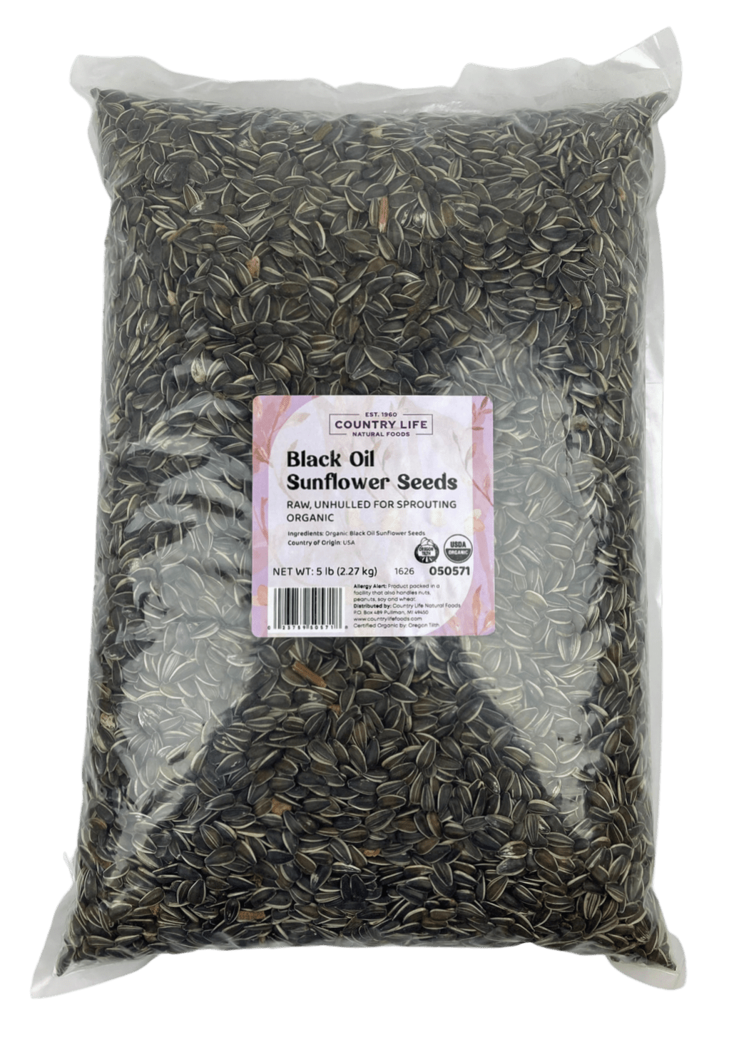 Sunflower Seeds, Black Oil, Unhulled For Sprouting, Organic