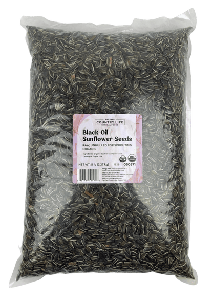 Sunflower Seeds, Black Oil, Unhulled For Sprouting, Organic