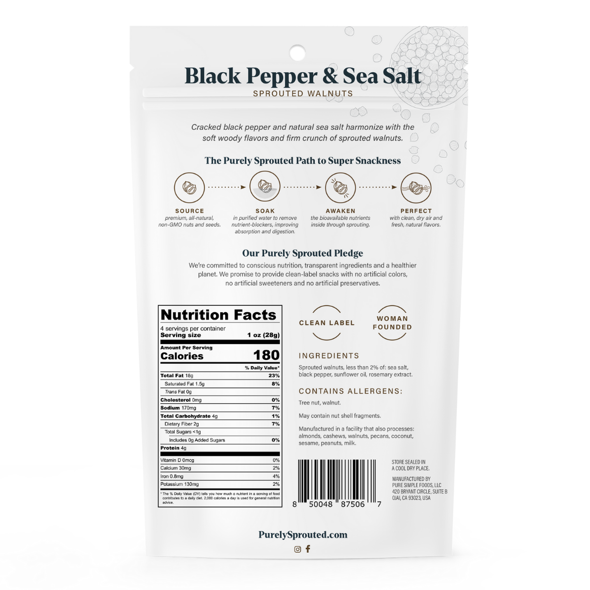 Black Pepper & Sea Salt, Sprouted Walnuts