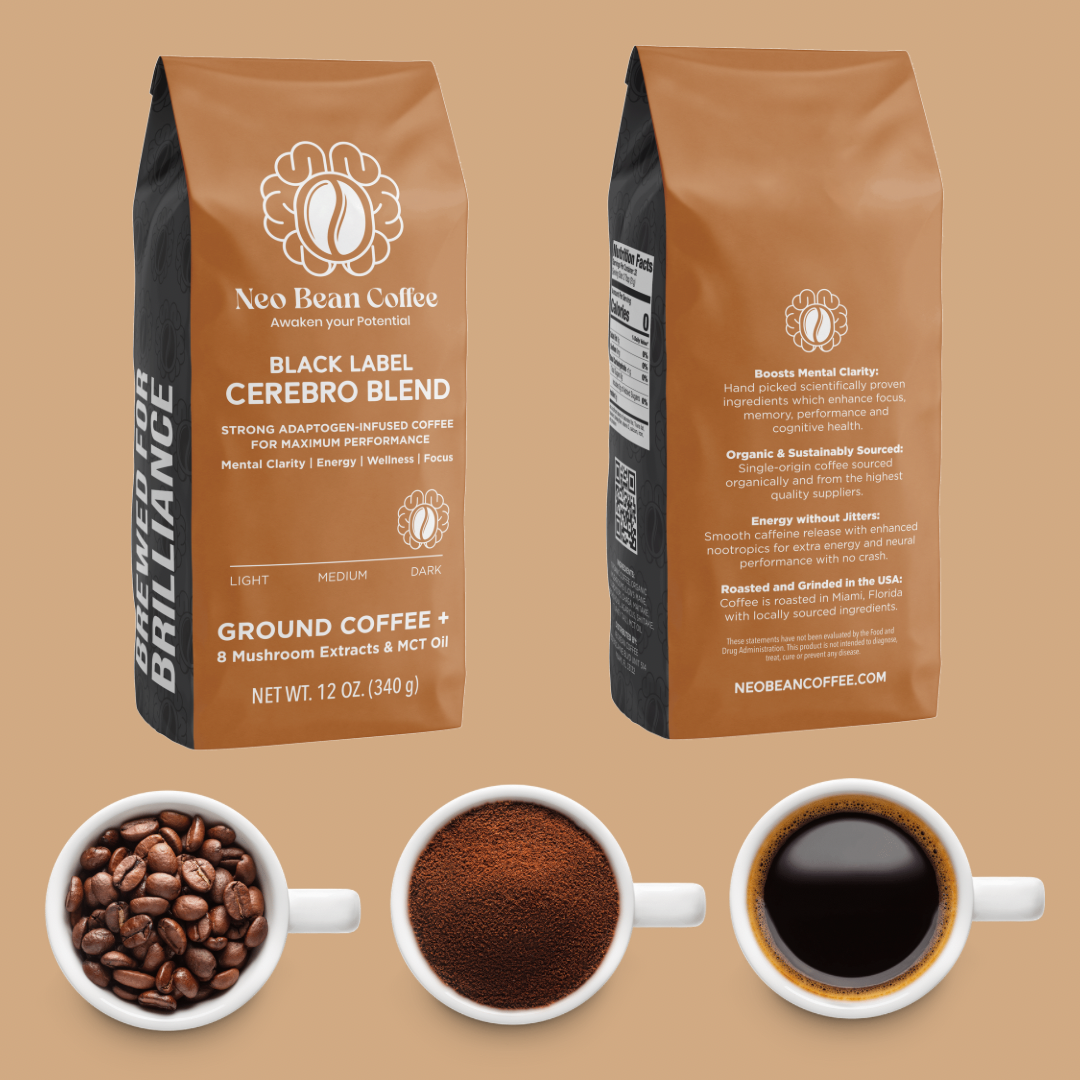 Neobean Cerebro Blend - Mushroom Coffee - Specialty Coffee with 8 Adaptogens