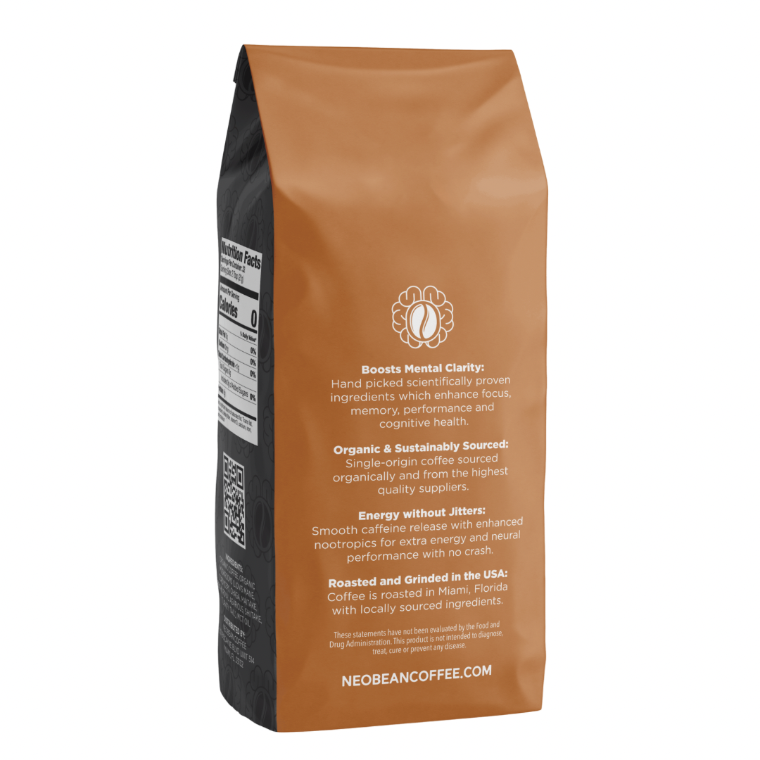 Neobean Black Label Cerebro Blend - Mushroom Coffee - Adaptogen Coffee with 8 Mushrooms & MCT Oil