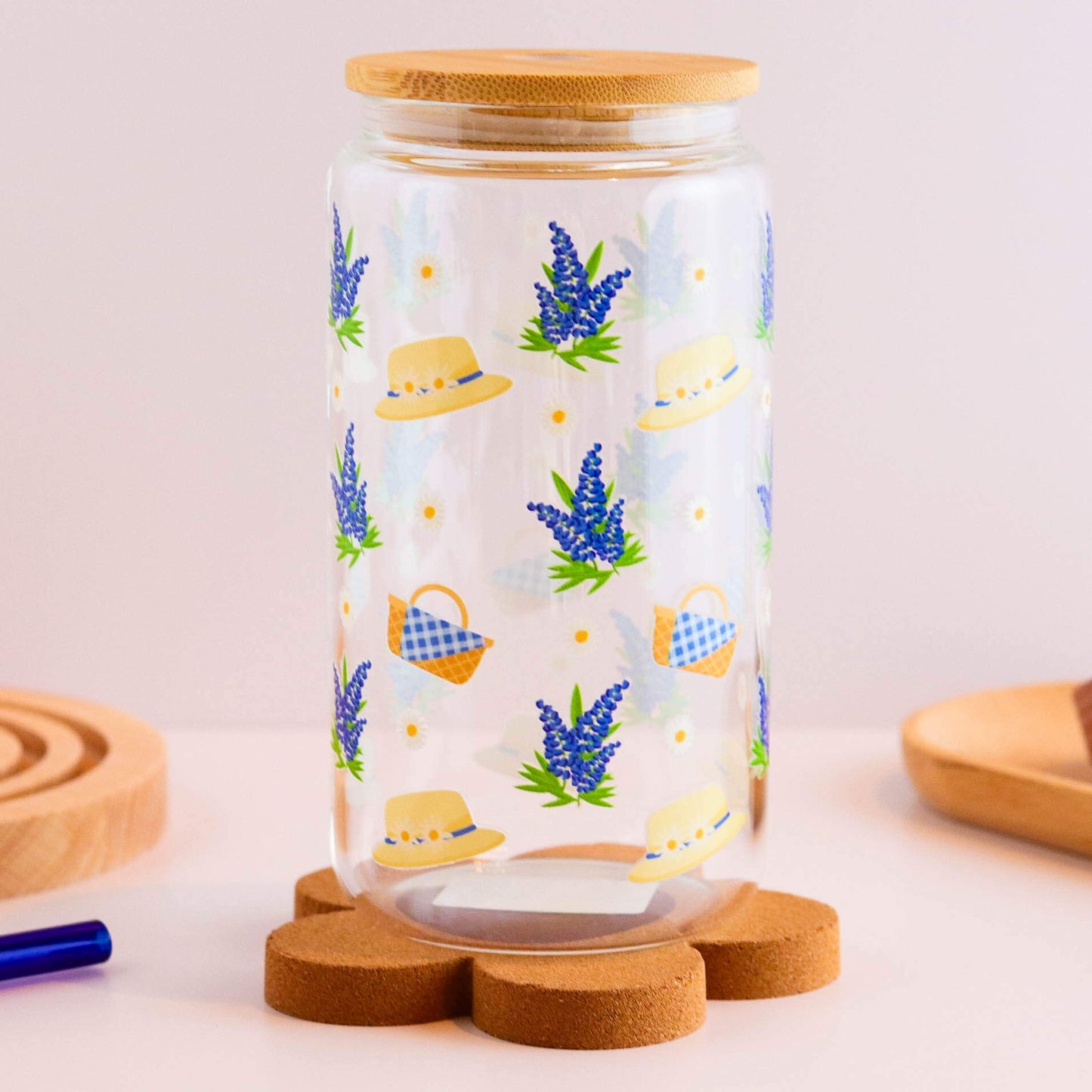 Sundays in the Bluebonnets 16 oz Glass Cup Set