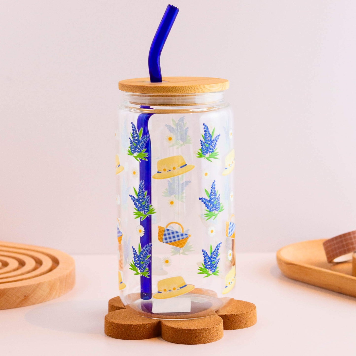 Sundays in the Bluebonnets 16 oz Glass Cup Set