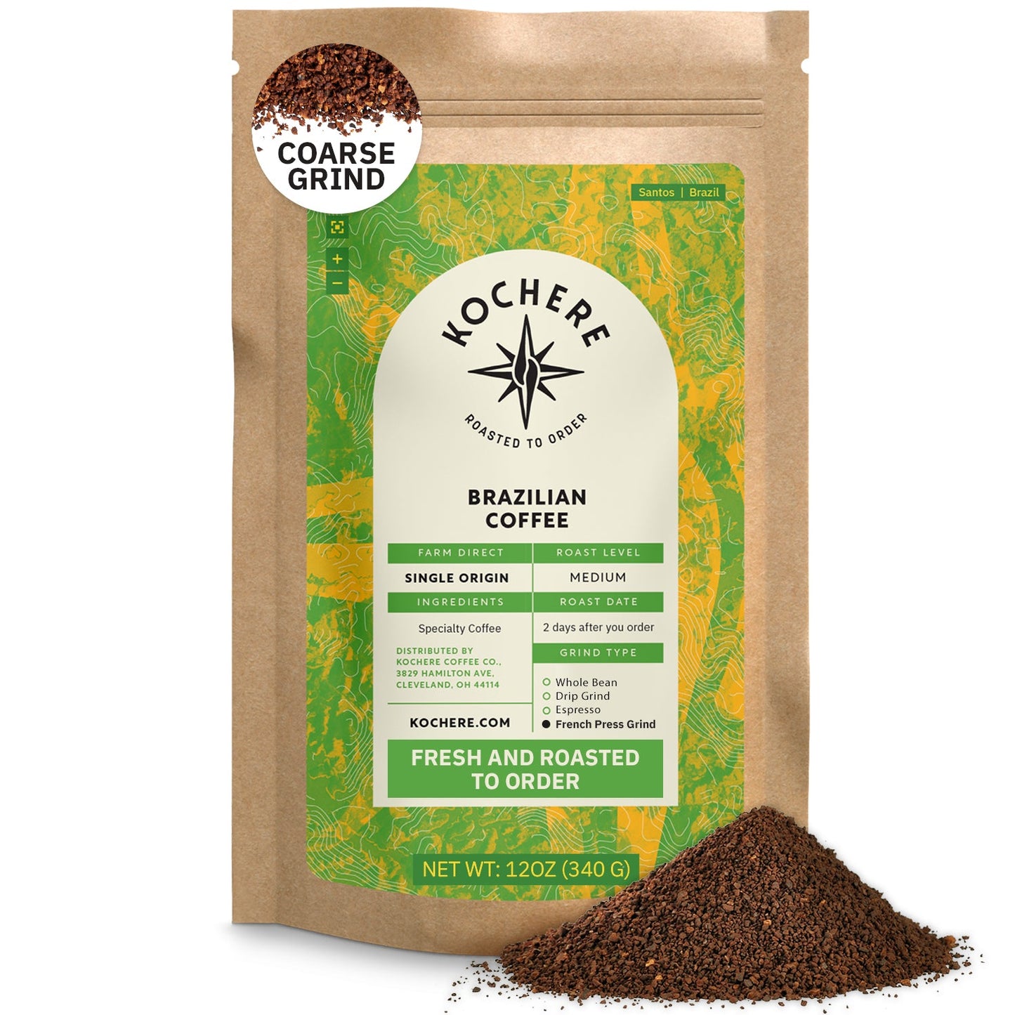 Kochere Coffee Brazilian Santos Medium Roast - Smooth, Elegant, Cocoa Notes