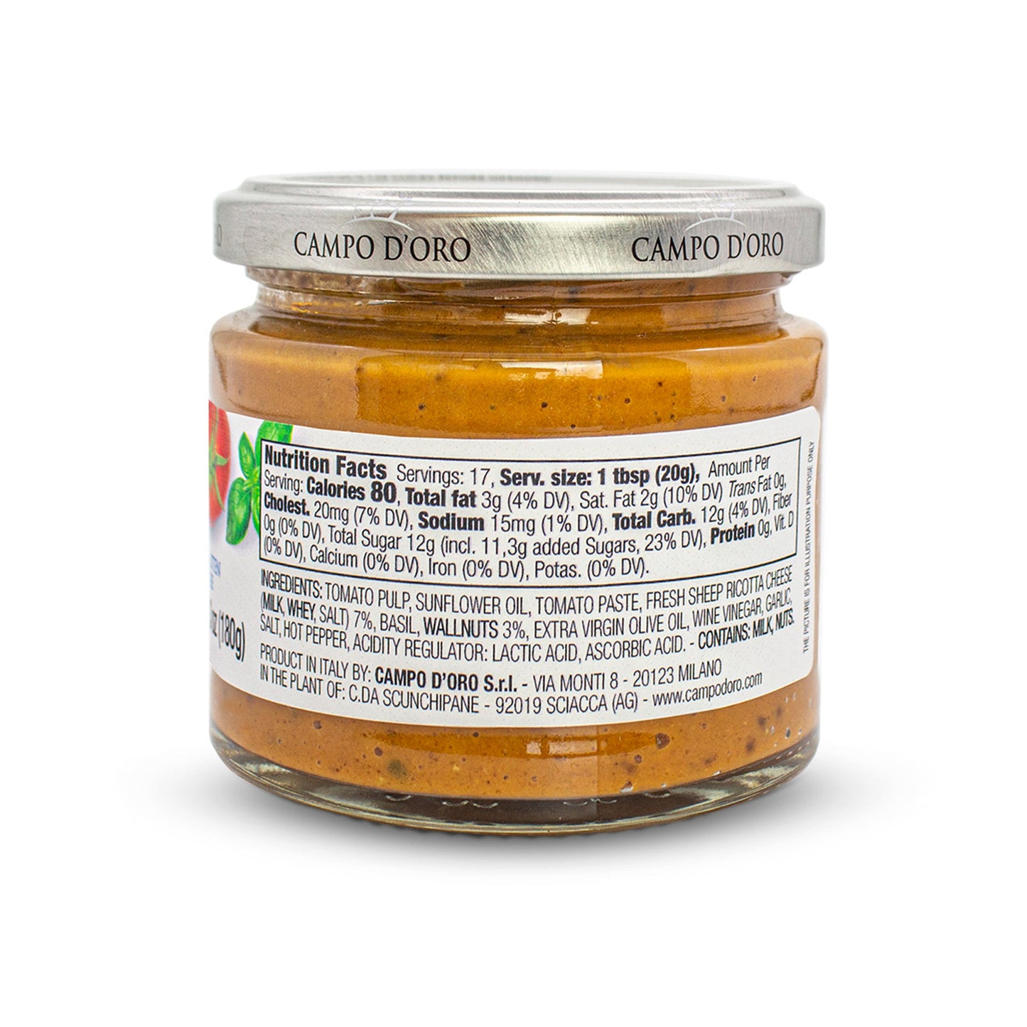 Campo D'Oro, Red Pesto Sauce, Sundried Tomato Pesto, 6.35 0oz