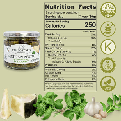 Campo D'Oro, Basil Pesto with Pecorino, 6.35 oz