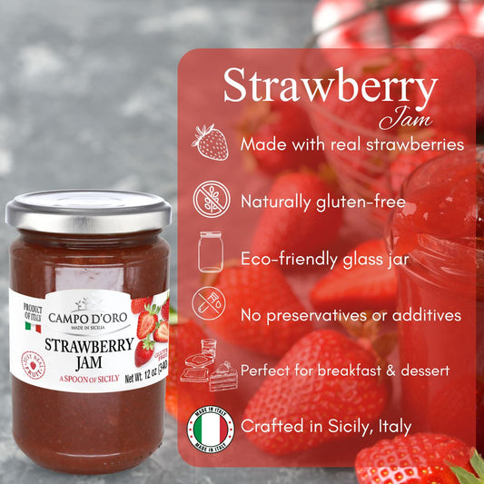 Campo D'Oro, Sicilian Strawberry Jam, 12 oz (340g)