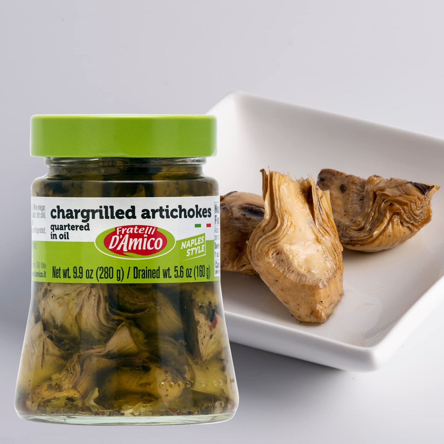 Fratelli D'Amico, Chargrilled Artichokes Quartered in Oil, 9.9oz (280g)