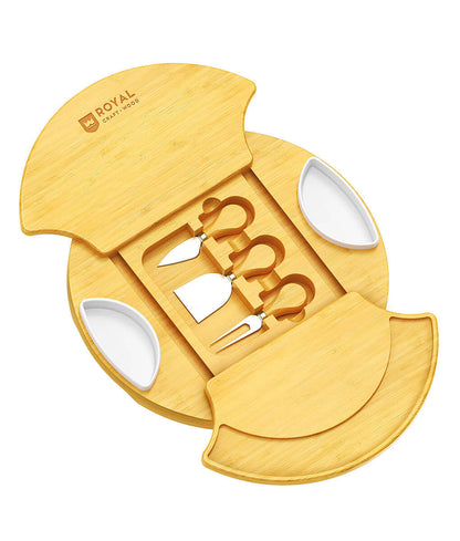 Royal Craft Wood Rotating Cheese Board With Knives