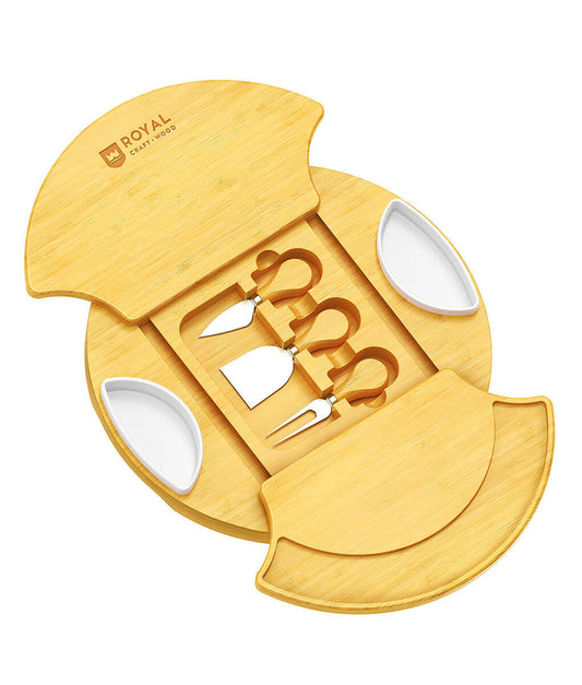 Royal Craft Wood Rotating Cheese Board With Knives