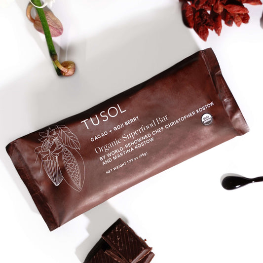 TUSOL Wellness Organic Cacao + Goji Berry Superfood Bar (8 Pack)