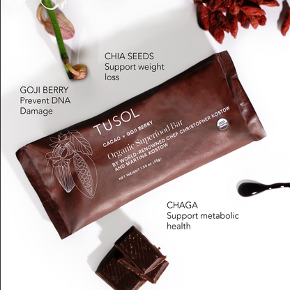 TUSOL Wellness Organic Cacao + Goji Berry Superfood Bar (8 Pack)