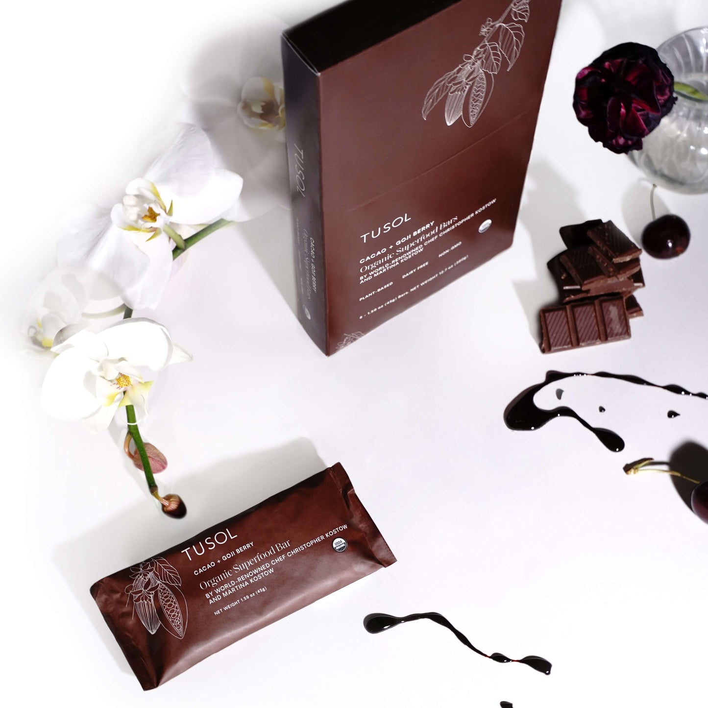 TUSOL Wellness Organic Cacao + Goji Berry Superfood Bar (24 Pack)