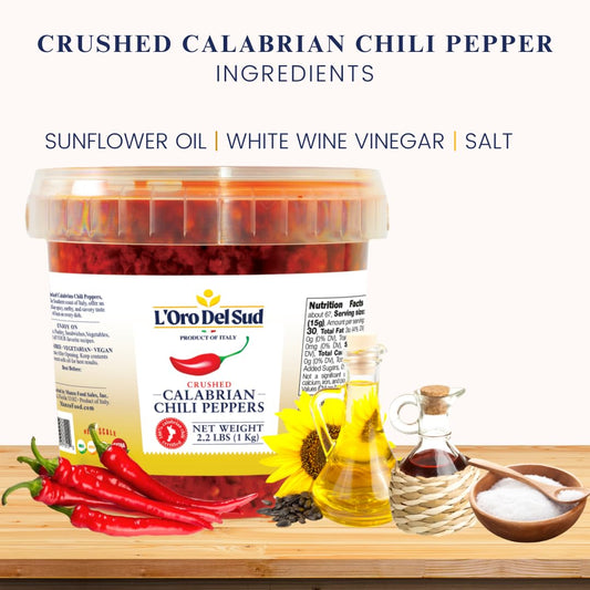 L’Oro Del Sud, Crushed Calabrian Chili Peppers Paste, 2.2 lb (1 kg)