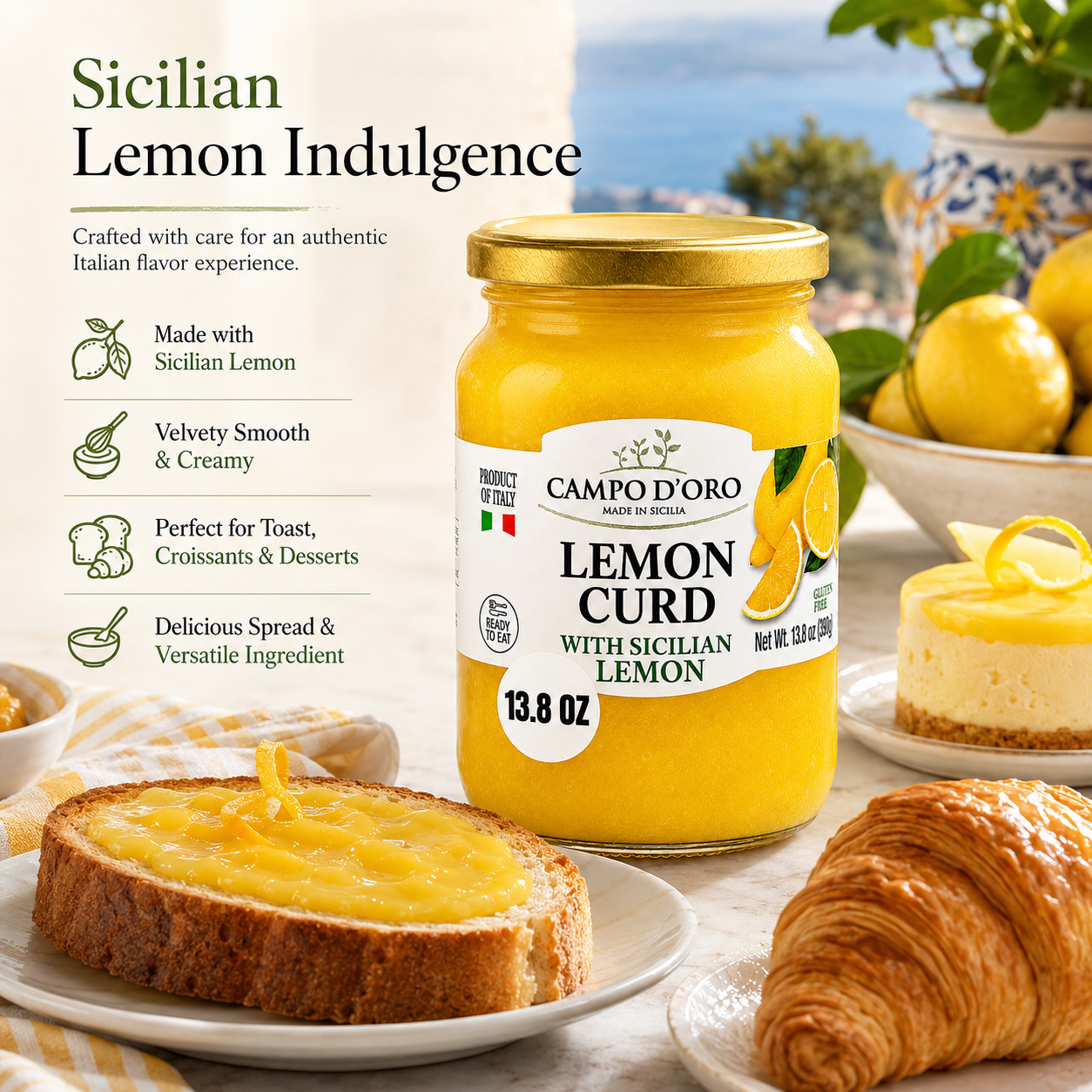 Campo D'Oro, Lemon Curd, 13.8 oz