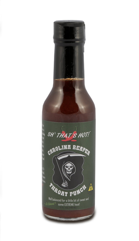 Carolina Reaper Throat Punch hot sauce by SH' THAT'S HOT!