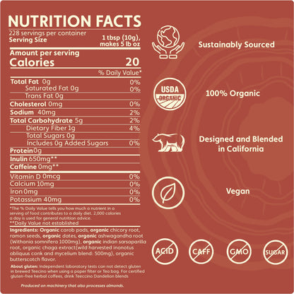 Chaga Ashwagandha Butterscotch Cream Mushroom Herbal Coffee