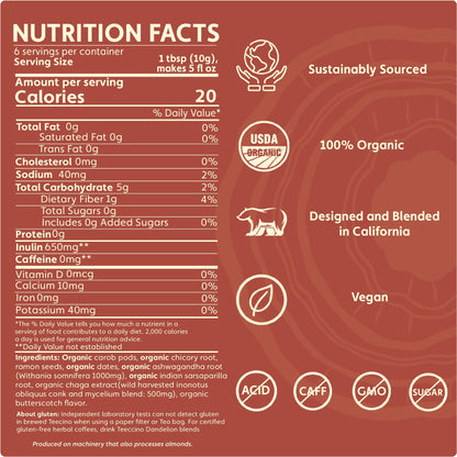 Chaga Ashwagandha Butterscotch Cream Mushroom Herbal Coffee