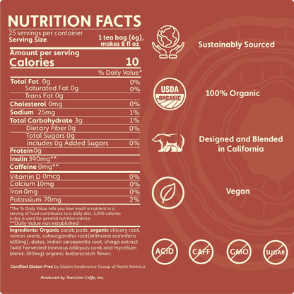 Chaga Ashwagandha Butterscotch Cream Mushroom Herbal Tea