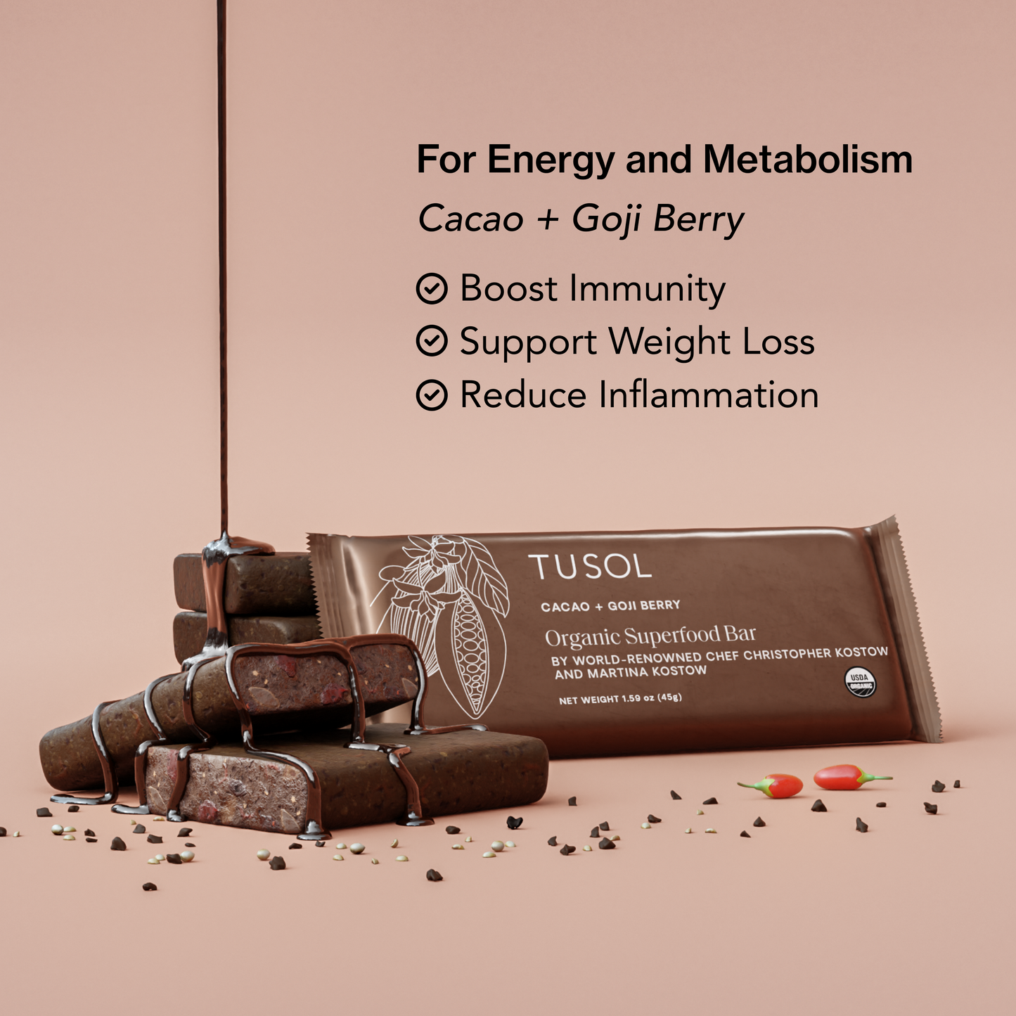 TUSOL Wellness Organic Protein + Superfood Bars