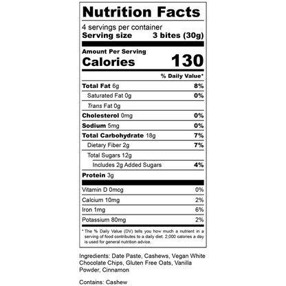 AMG Snacks Cinnamon Roll Energy Bites Pack - 6 Packs x 4 oz case