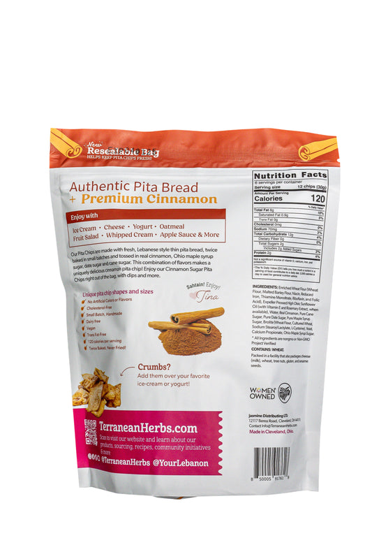 Cinnamon Sugar Twice-Baked Pita Chips ft. Date Sugar & Maple Sugar! 6.5 oz.