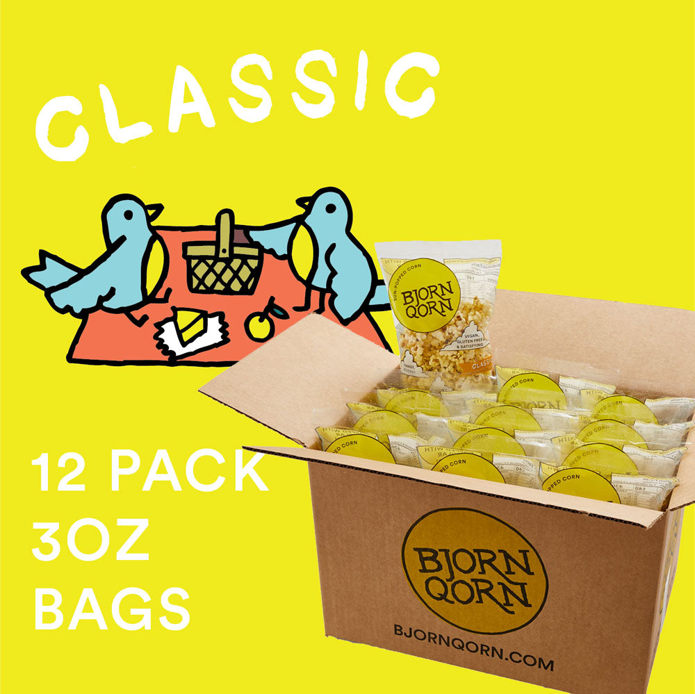 Bjorn Qorn Popcorn Classic Bags - 12-Pack x 3oz Bag