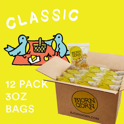 Bjorn Qorn Popcorn Classic Bags - 12-Pack x 3oz Bag