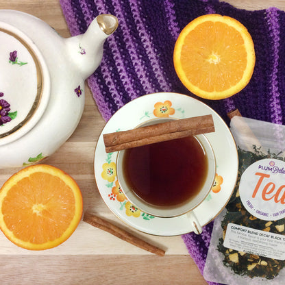 Plum Deluxe Tea Comfort Blend Decaf Black Tea (Orange - Cinnamon)