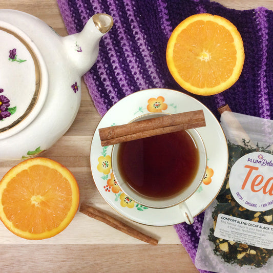 Plum Deluxe Tea Comfort Blend Decaf Black Tea (Orange - Cinnamon)
