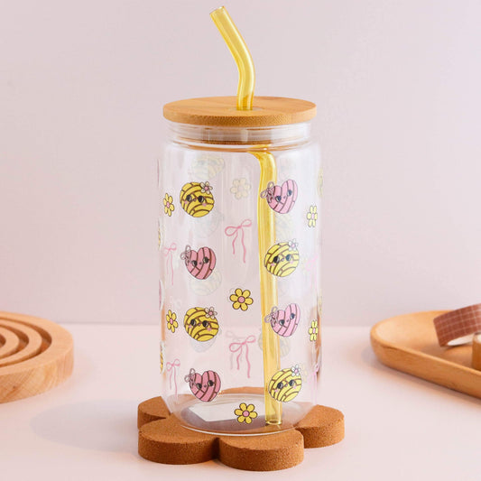 Conchas and Daisies 16 oz Glass Cup Set