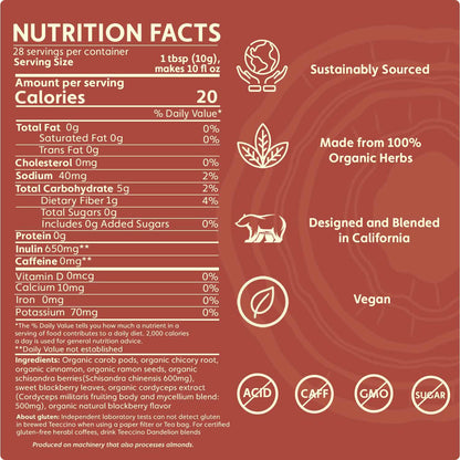 Cordyceps Schisandra Cinnamon Berry Mushroom Herbal Coffee