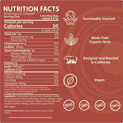 Cordyceps Schisandra Cinnamon Berry Mushroom Herbal Tea