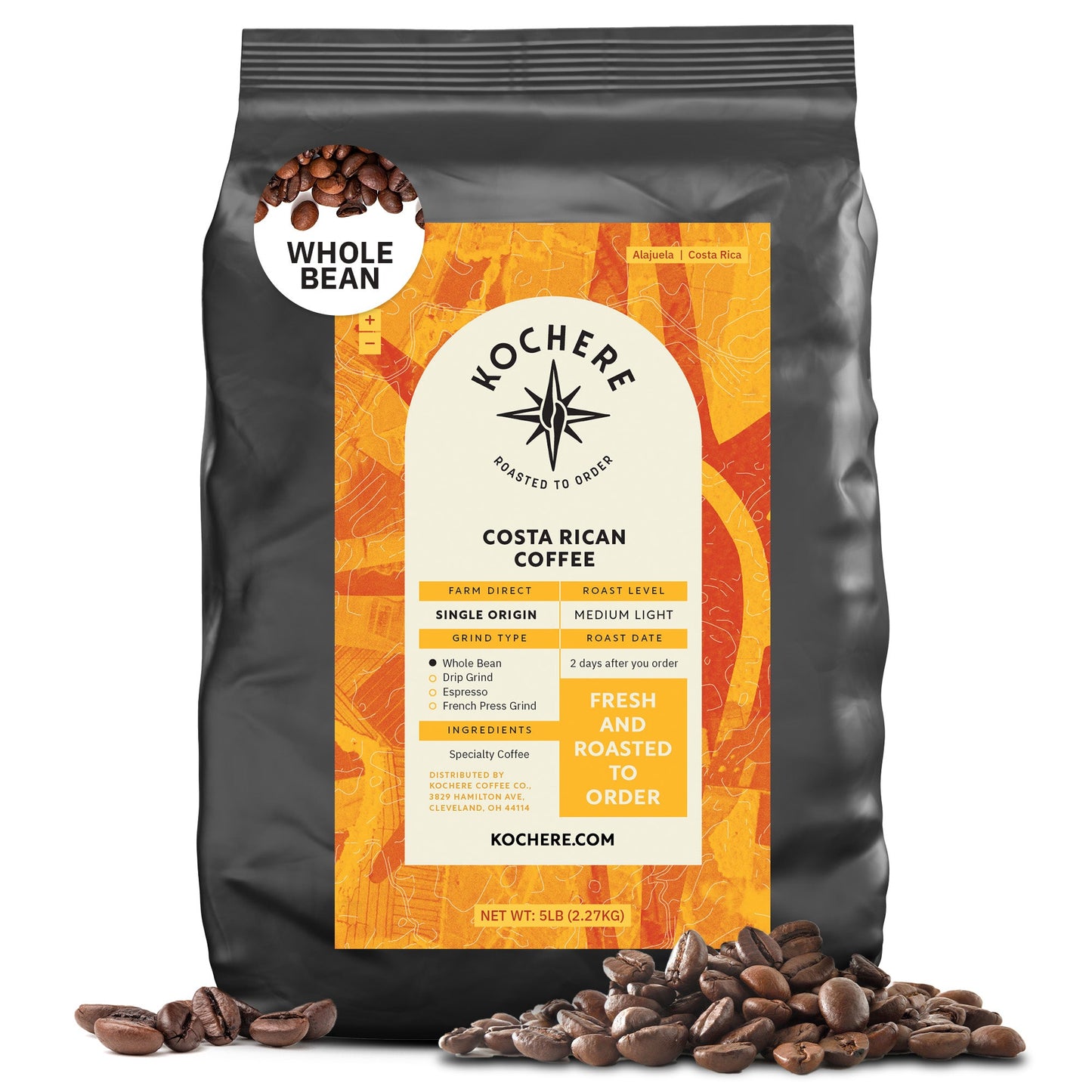 Kochere Coffee Costa Rican Alajuela Medium Light Roast - Sweet Apple, Raisin Notes