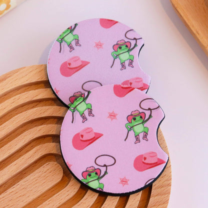 Cowgirl Frog Car Coaster (Set of 2)