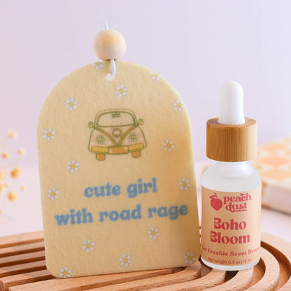 Cute Girl With Road Rage Unscented Felt Car Freshie