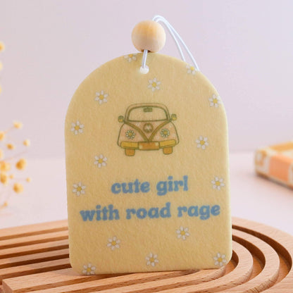 Cute Girl With Road Rage Unscented Felt Car Freshie