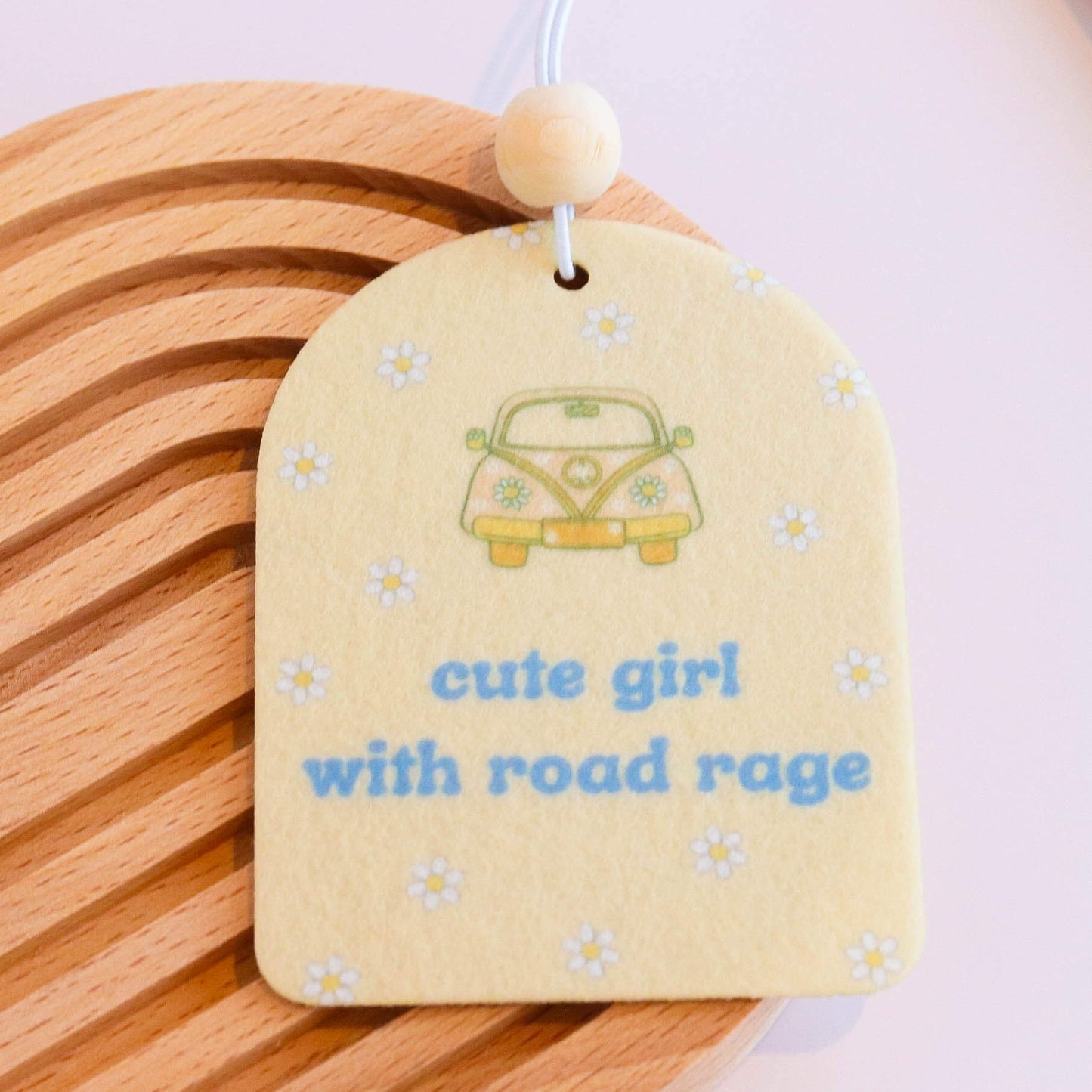 Cute Girl With Road Rage Unscented Felt Car Freshie