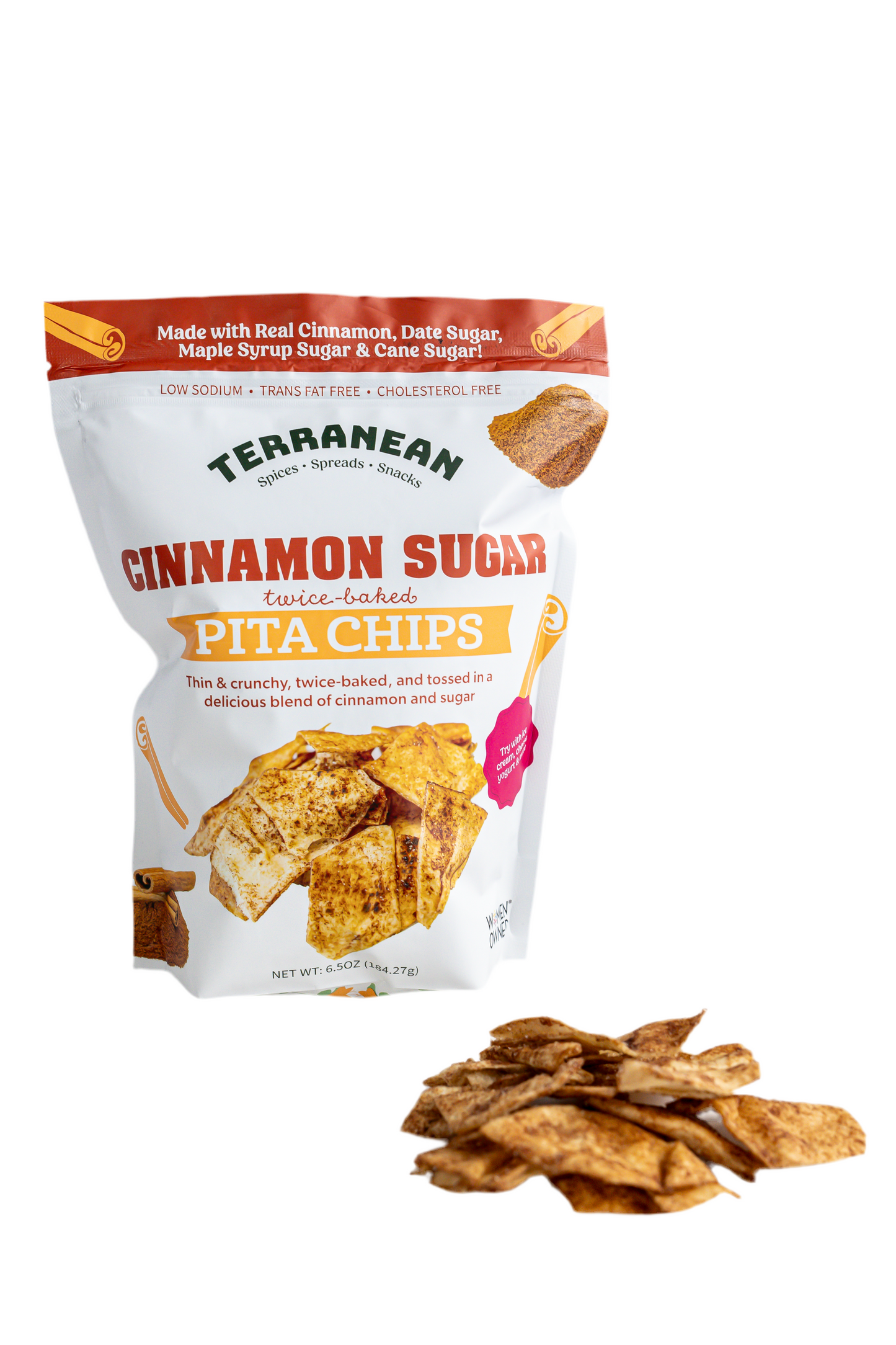 Cinnamon Sugar Twice-Baked Pita Chips ft. Date Sugar & Maple Sugar! 6.5 oz.