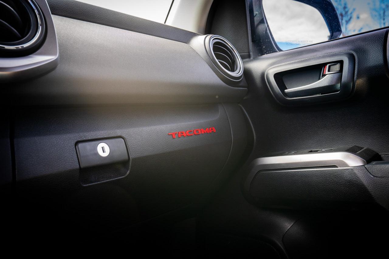 Glove Box "TACOMA" Acrylic Logo Inlays (Laser Series) - 2016-2023 Tacoma