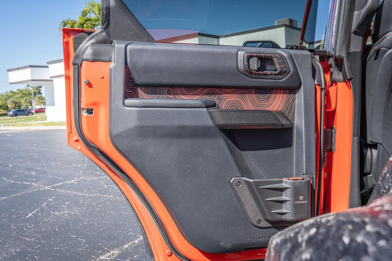Topo Rear Interior Upper Door Card Insert Overlays (Printed Series) - 2021+ Bronco 4 Door