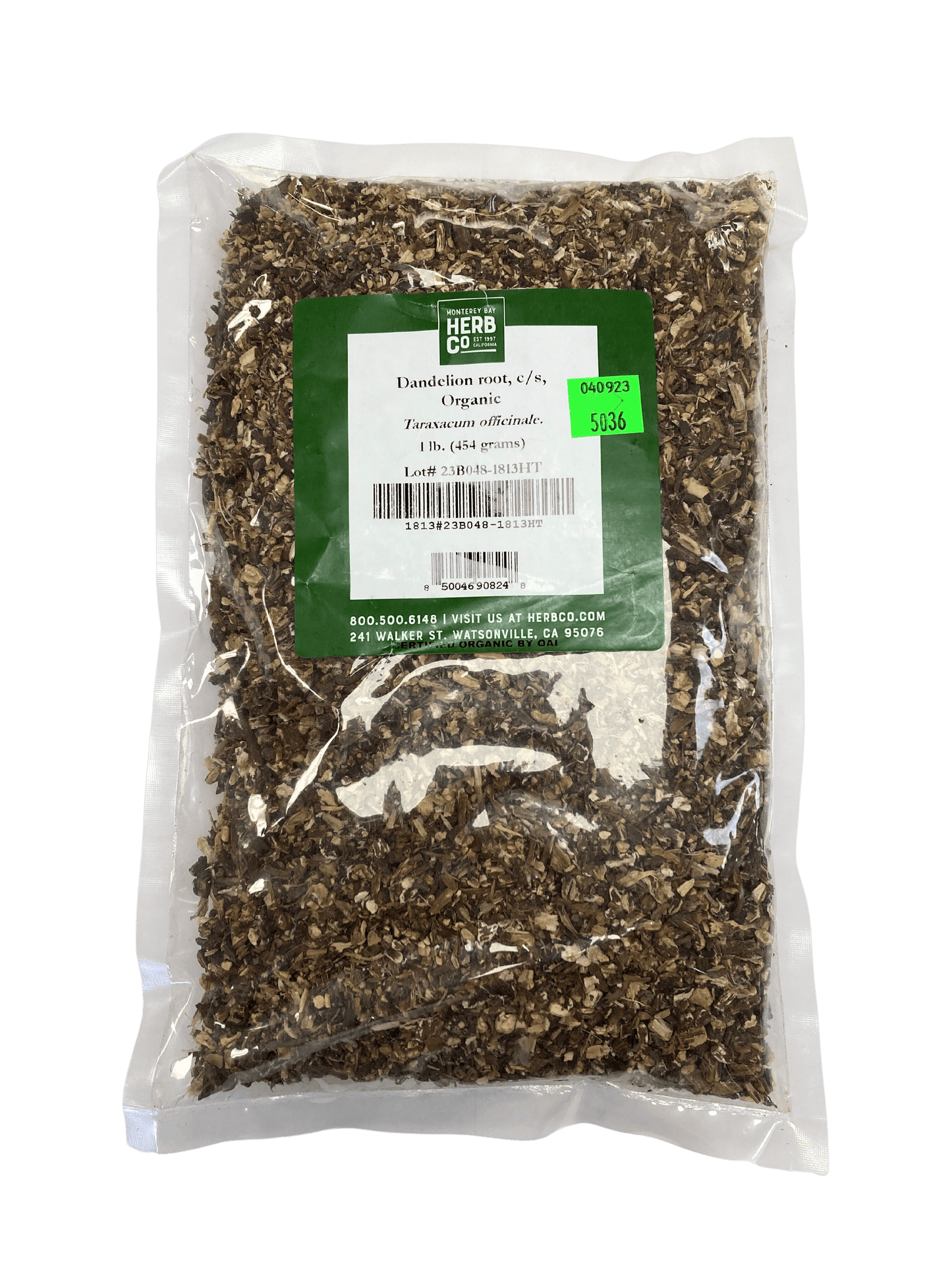 Dandelion Root, Organic, Cut, Sifted